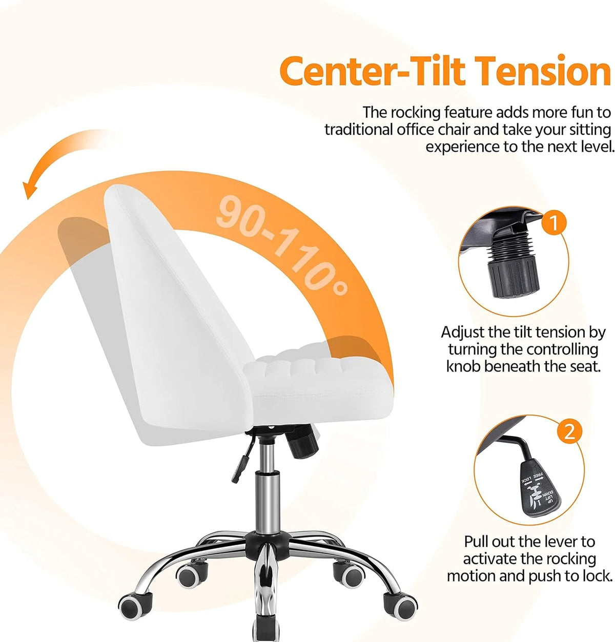 PU Leather Armless Office Chair with Rolling Wheels P295682
