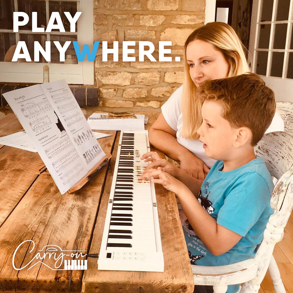 White Portable 88 Key Digital Piano Keyboard with Rechargeable Battery D14104
