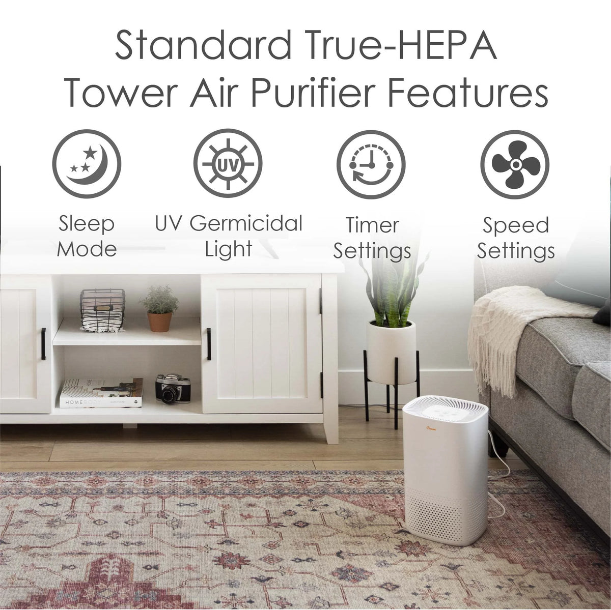 White True HEPA Air Purifier with UV Light W1862