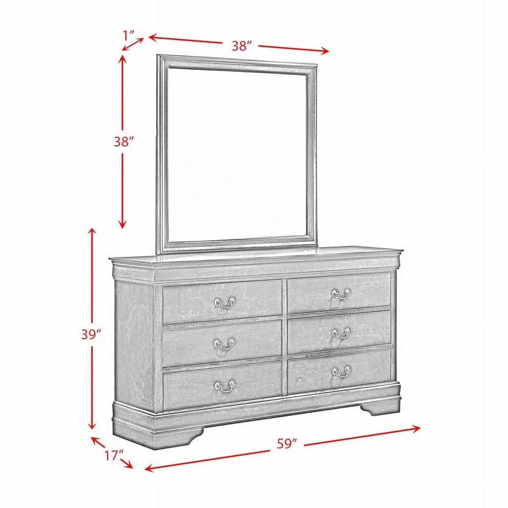Cherry Wood 6-Drawer Dresser & Mirror P940214