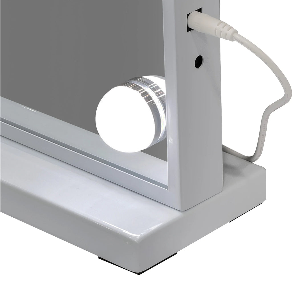 White Metal Hollywood Vanity Mirror with Lights O9347
