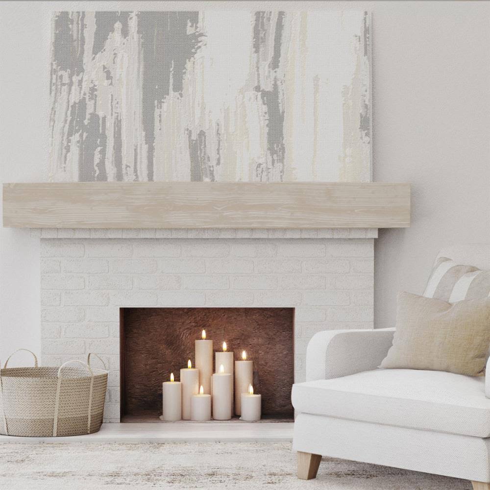Sandblasted Faux Wood Fireplace Mantel, White Washed F654937