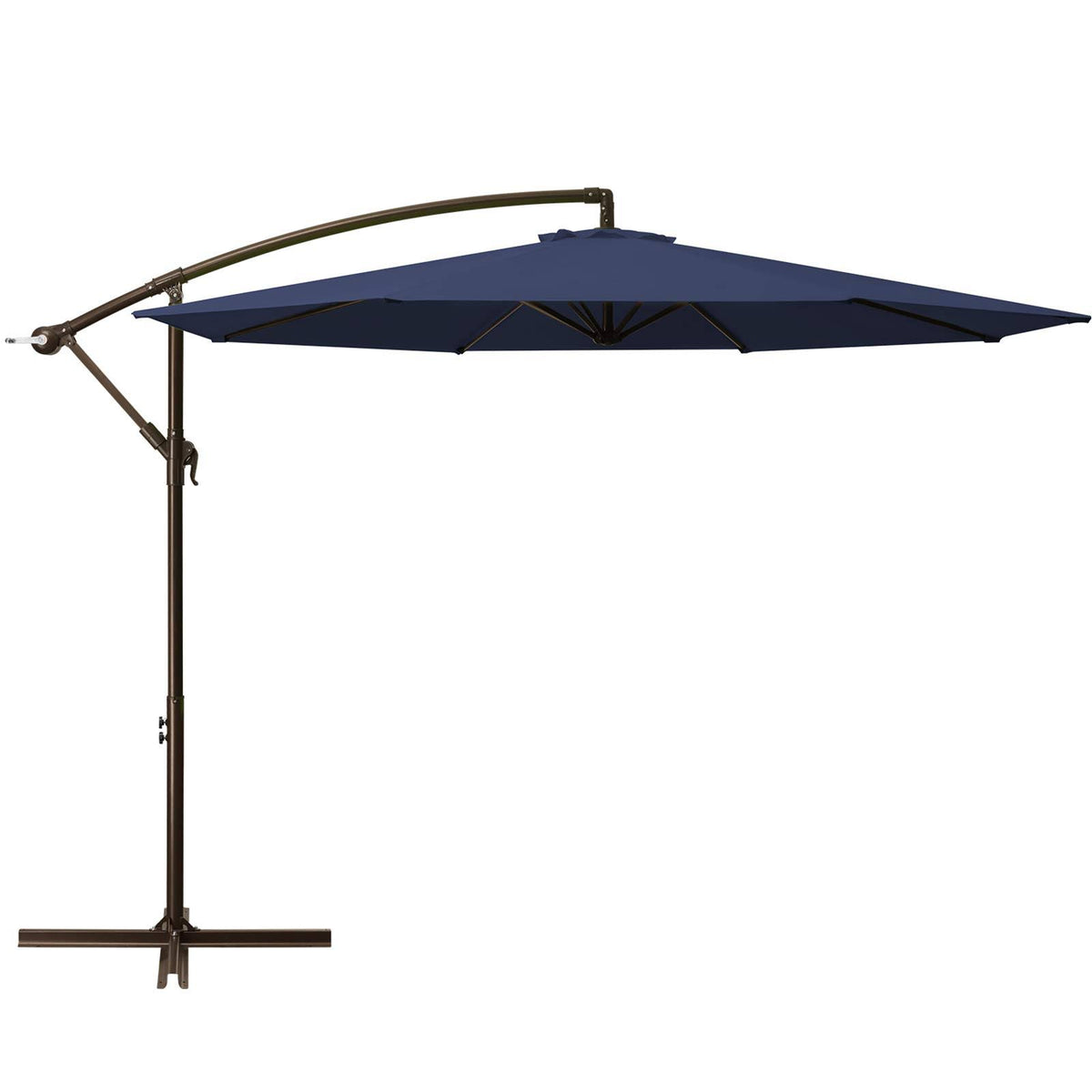 Navy Blue Cantilever Patio Umbrella with Crank & Cross Base X97074