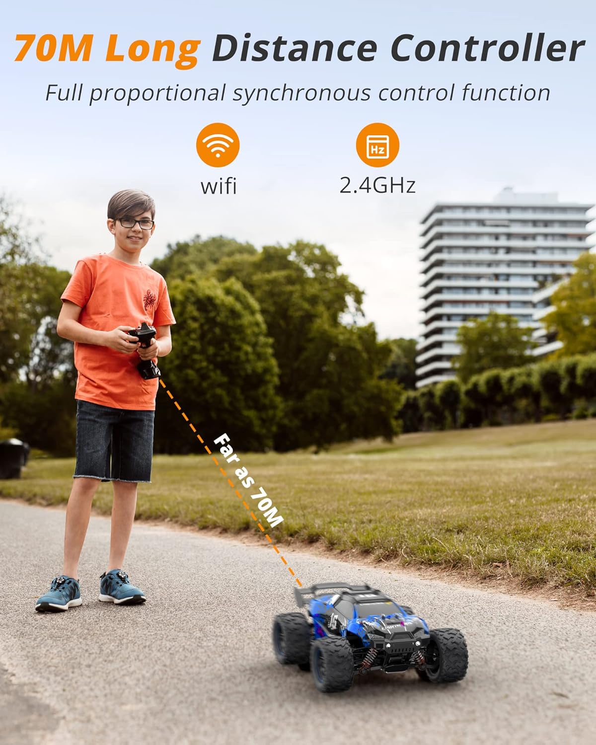 1:18 Scale Brushless 4WD Off-Road Remote Control Car with 2 Rechargeable Batteries N737523