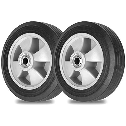 8" x 2" Flat Free Solid Rubber Tire and Wheel with 2" Offset Hub E700823