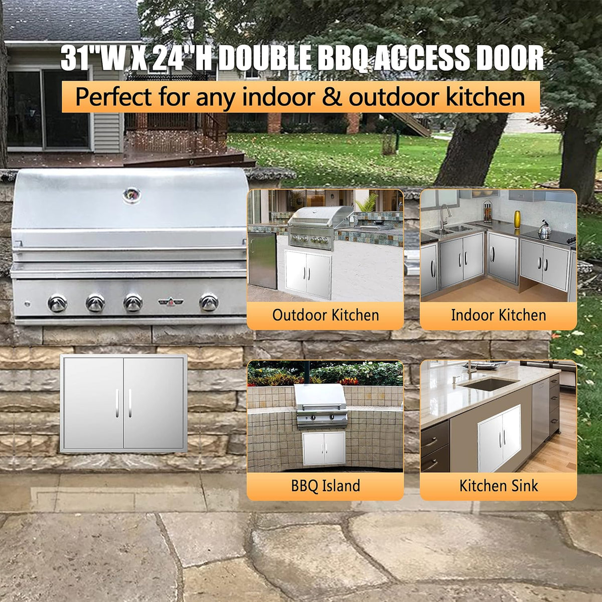 Double Stainless Steel BBQ Access Door Z36963