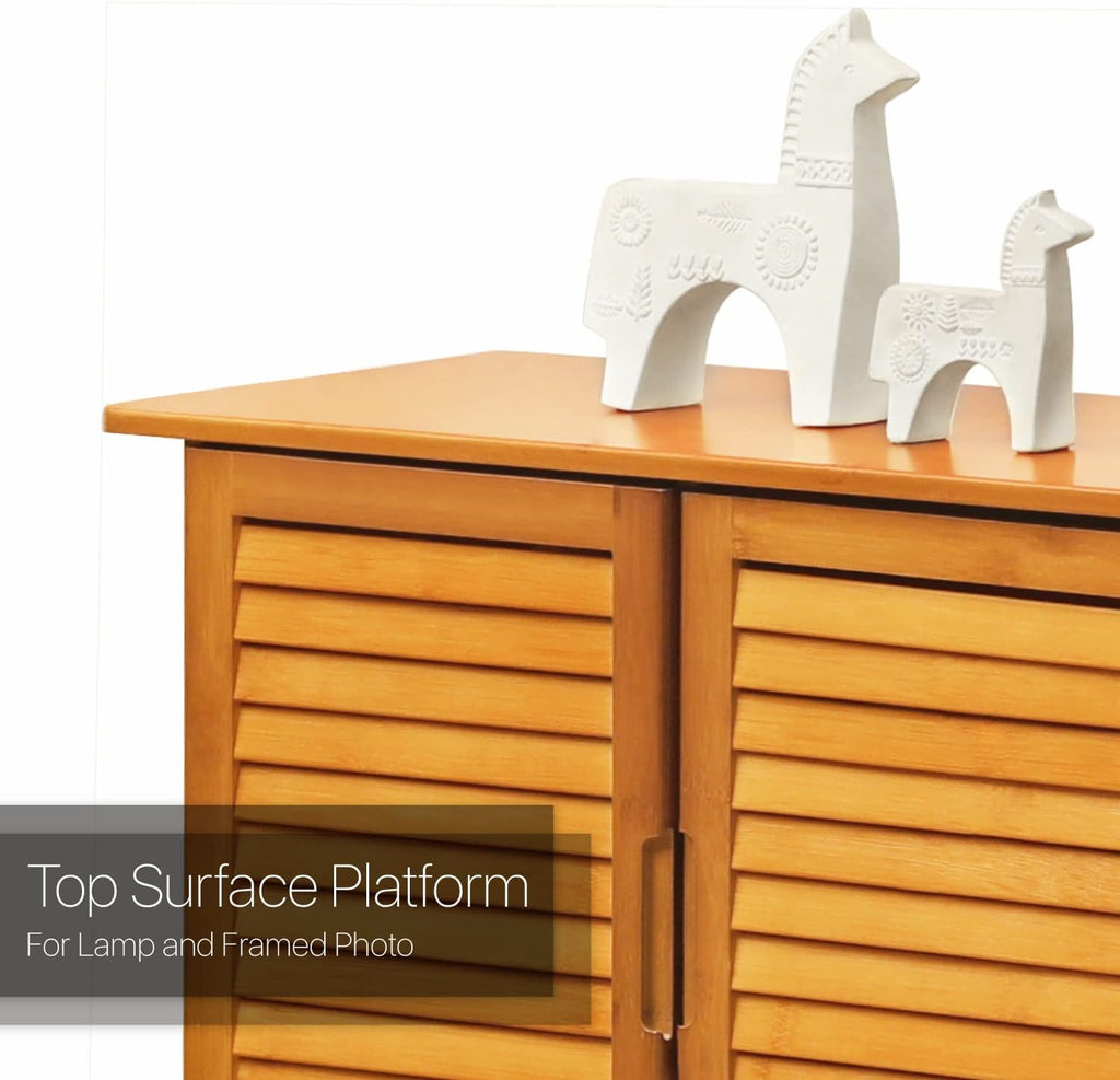 Brown Bamboo Shoe Storage Cabinet with Double Shutter Doors B251
