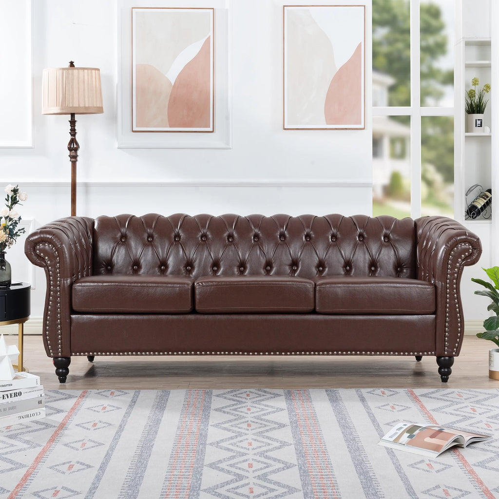Dark Brown Leather 3-Seater Sofa R98324