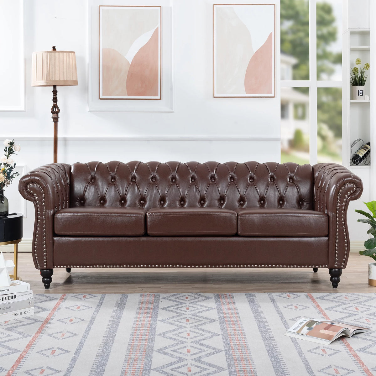 Dark Brown Leather 3-Seater Sofa R98324