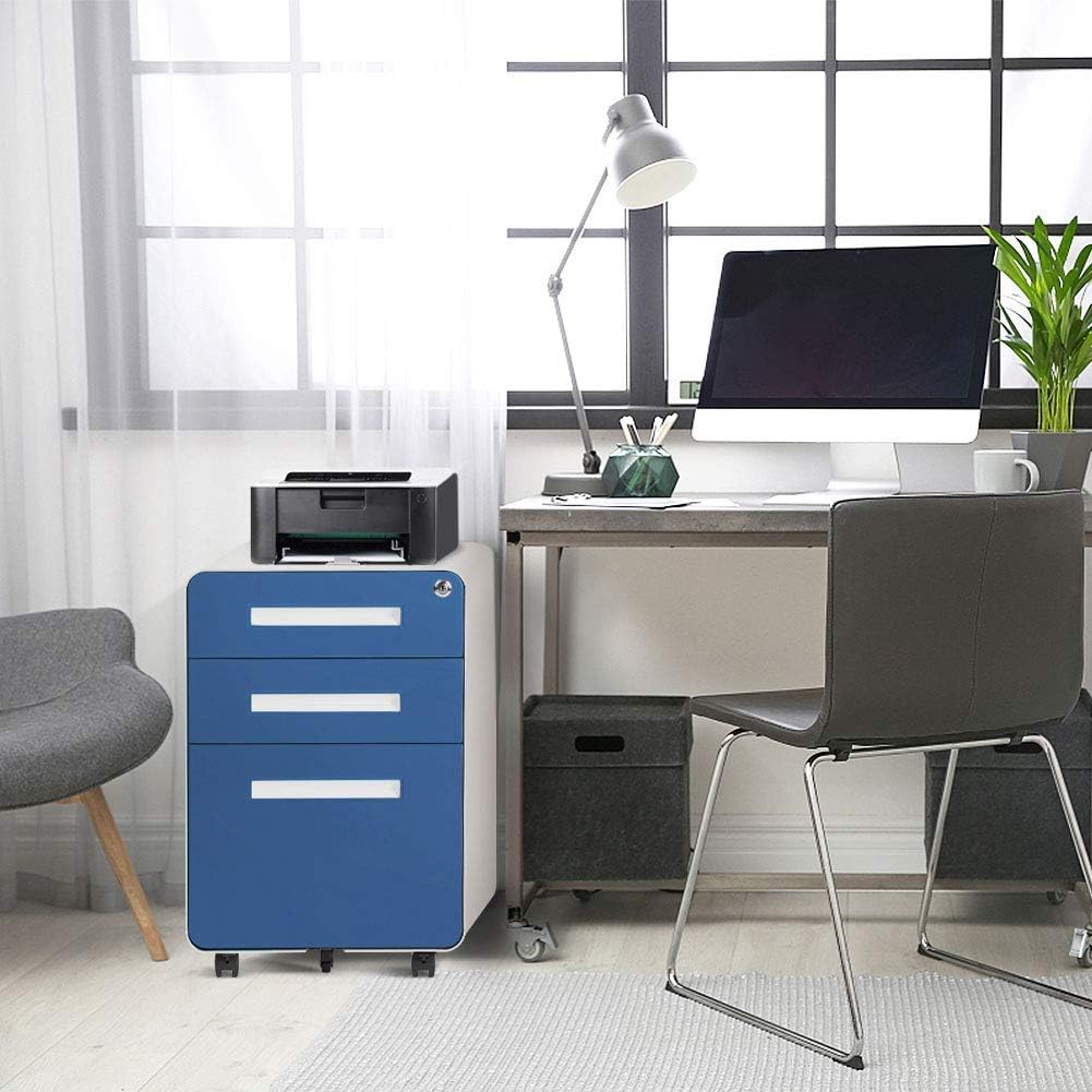 3 Drawer Black Mobile File Cabinet with Lock D735734