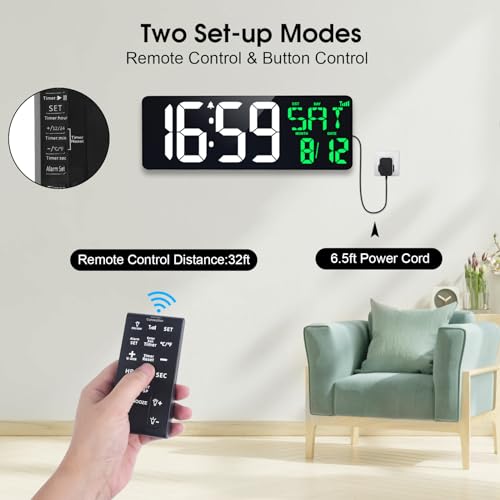 17 Inch Digital Wall Clock with Remote I18989