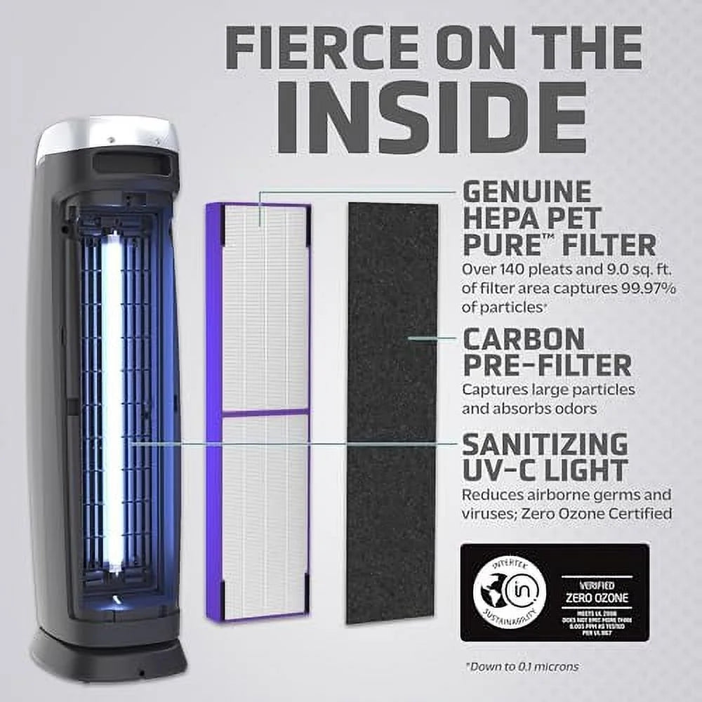 HEPA 13 Air Purifier, Black, 28" L596644