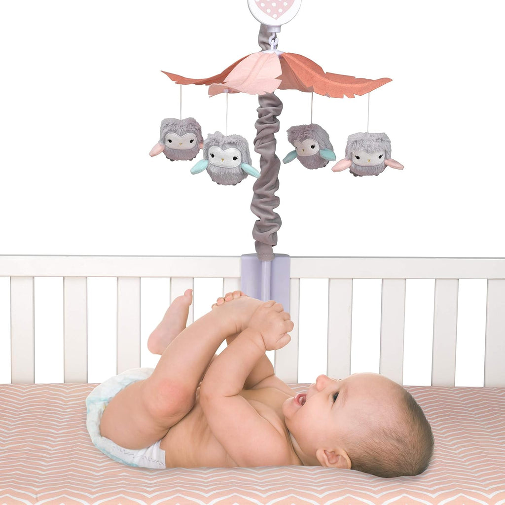 Gray/Pink Musical Baby Crib Mobile Soother Toy O38073
