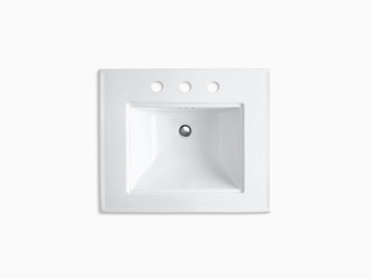 24 In. Pedestal Bathroom Sink with 8 In. Widespread Faucet Holes S5786