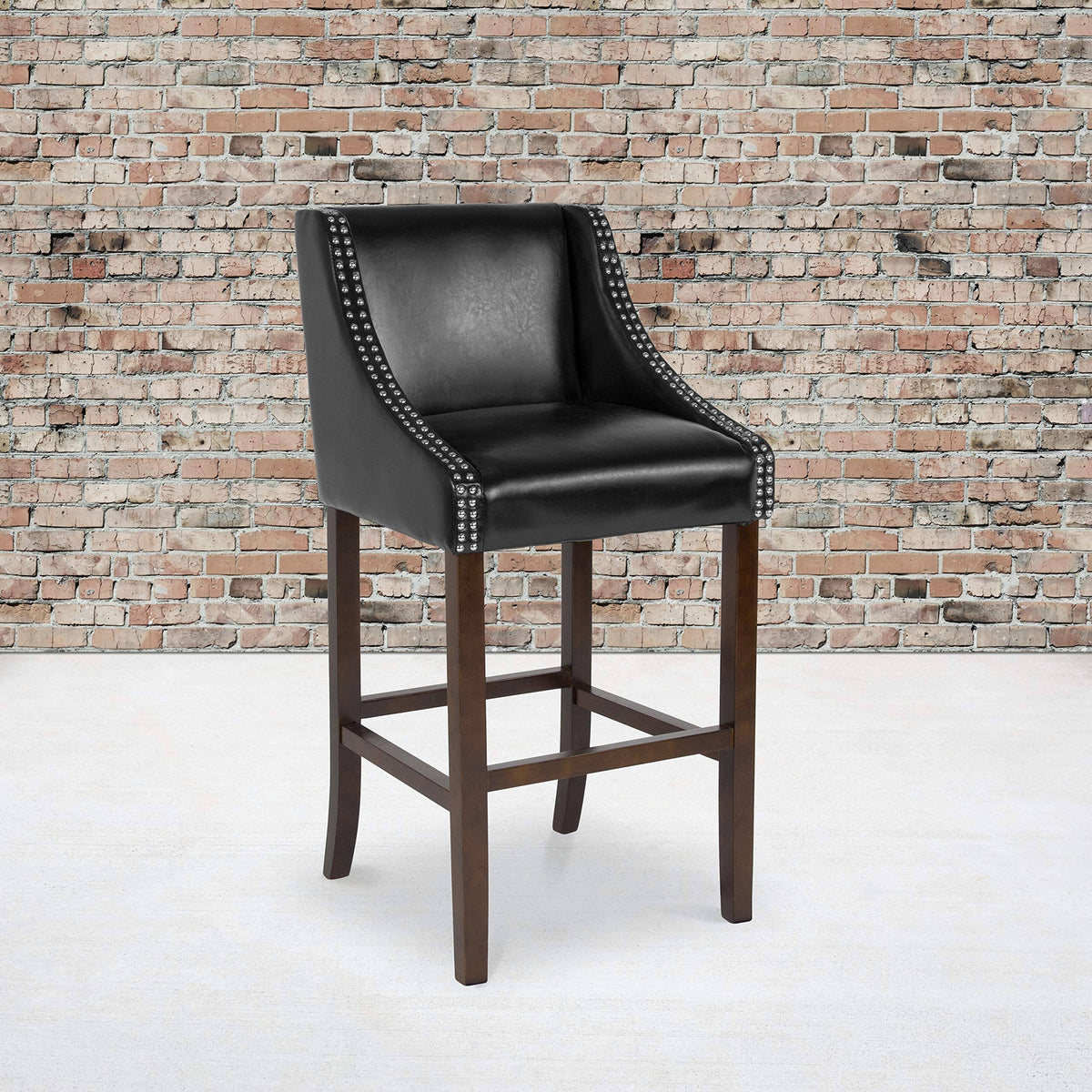 2 Pk. Walnut Barstool with Black Leather A625