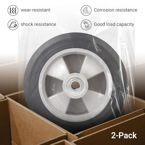 8" x 2" Flat Free Solid Rubber Tire and Wheel with 2" Offset Hub E700823