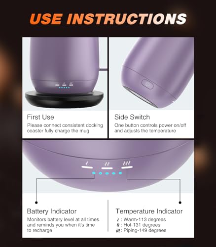 16oz Self Heating Coffee Mug with Temperature Control N95720