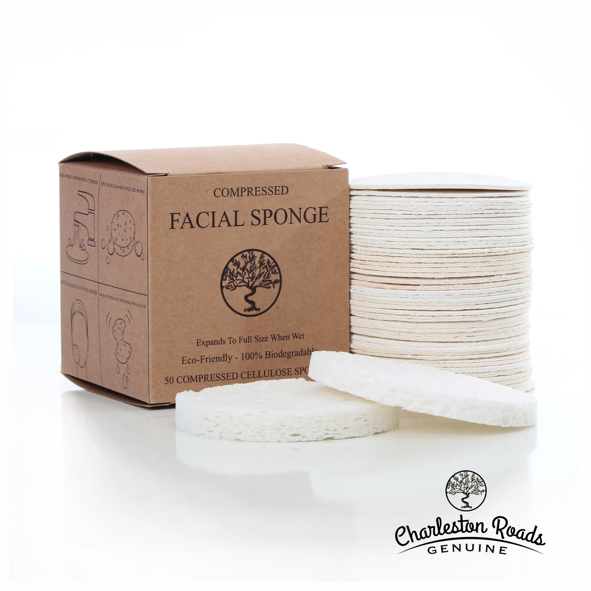 Compressed Cellulose Facial Cleansing Sponge (White, 50) K344486
