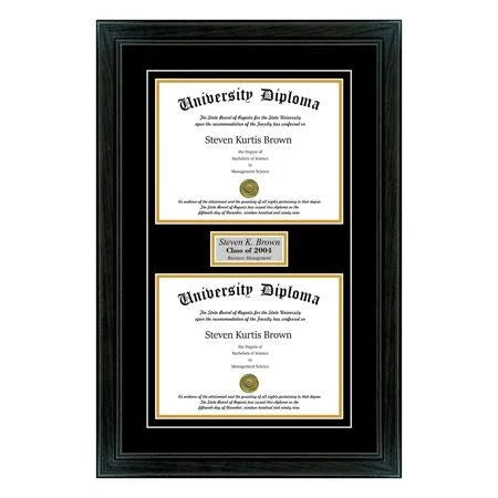 Black 1.5x22 Double Diploma Frame with Double Matting L947