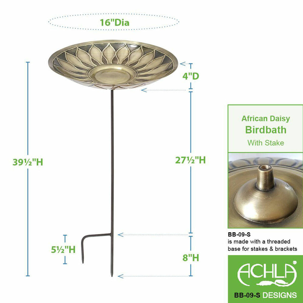 Brass Birdbath with Stake R692