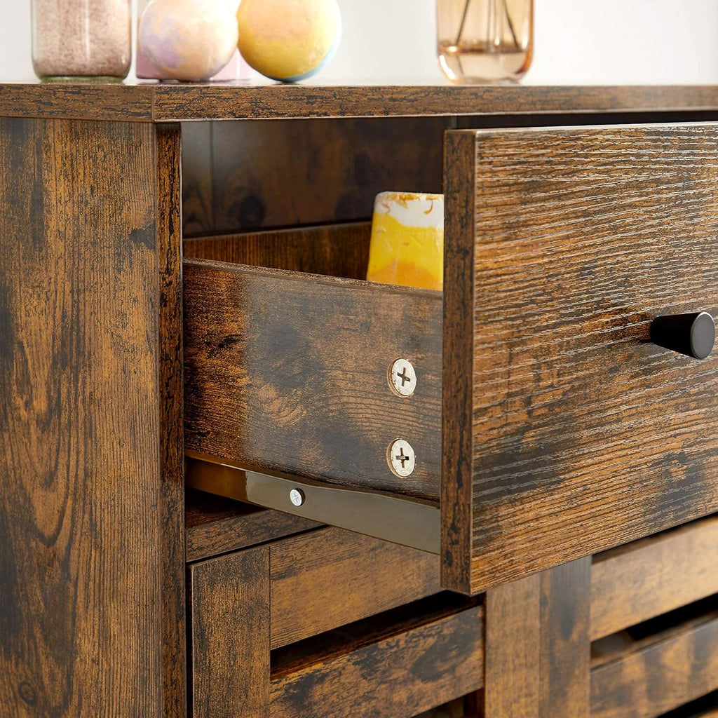 Bathroom Storage Floor Cabinet with 2 Louvered Doors Drawer D134735