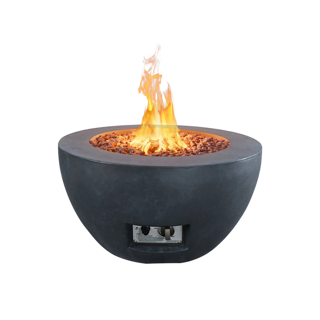 25 Inch Wide Round Concrete and Metal Propane Gas Fire Pit Table G560992