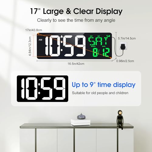 17 Inch Digital Wall Clock with Remote I18989