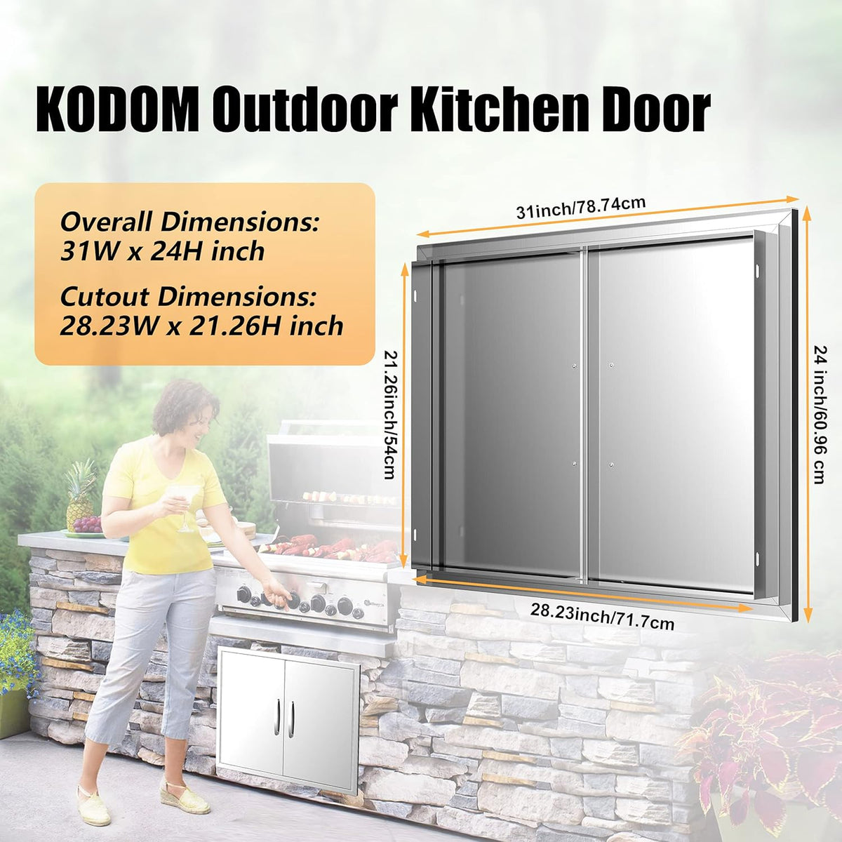 Double Stainless Steel BBQ Access Door Z36963