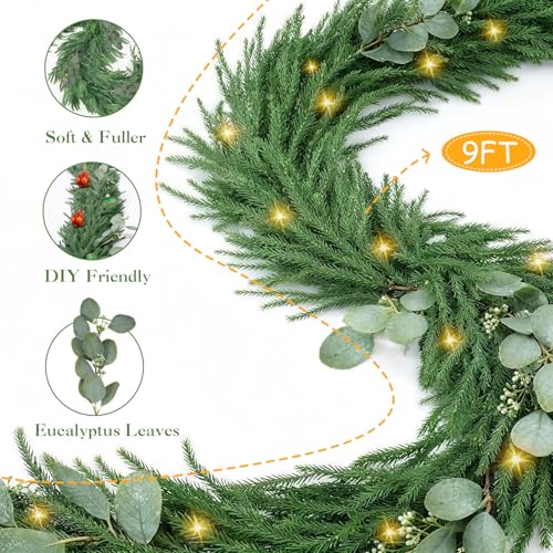 2 Pack 9FT Artificial Pre-lit Christmas Garland with Lights R288185