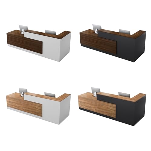 L-Shaped Reception Desk with Counter and Drawers D772