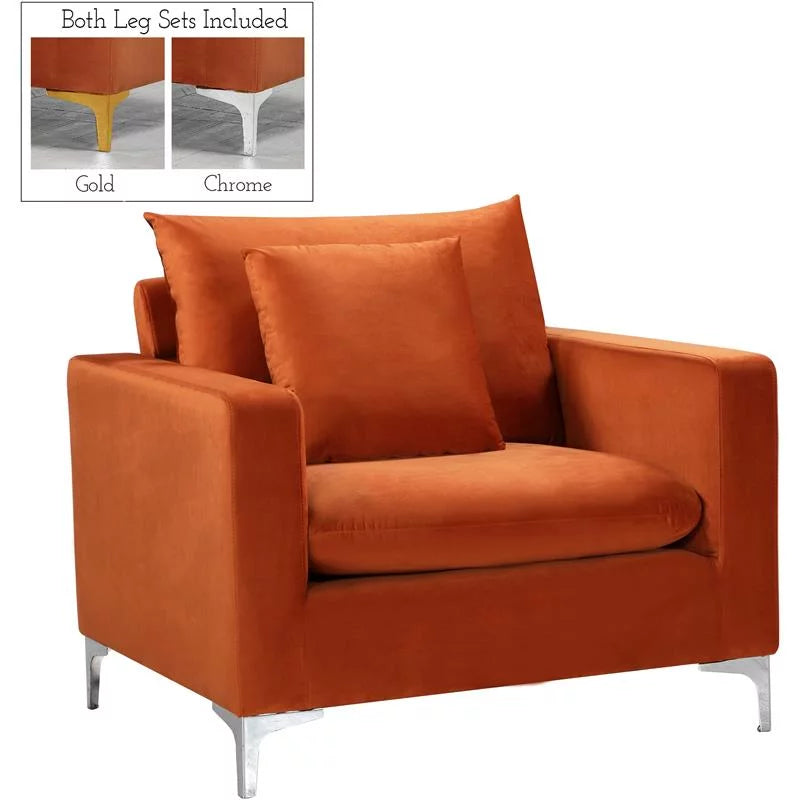 2 Piece Velvet Accent Chair Set in Cognac Orange A337