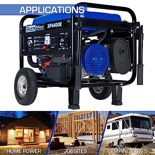 Blue Black Gas Powered Portable Generator 4400 Watt Electric Start S87023
