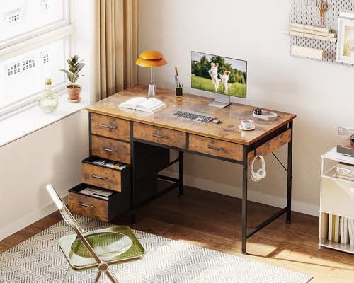 Rustic Brown 40 Inch Computer Desk with 6 Drawers N59049