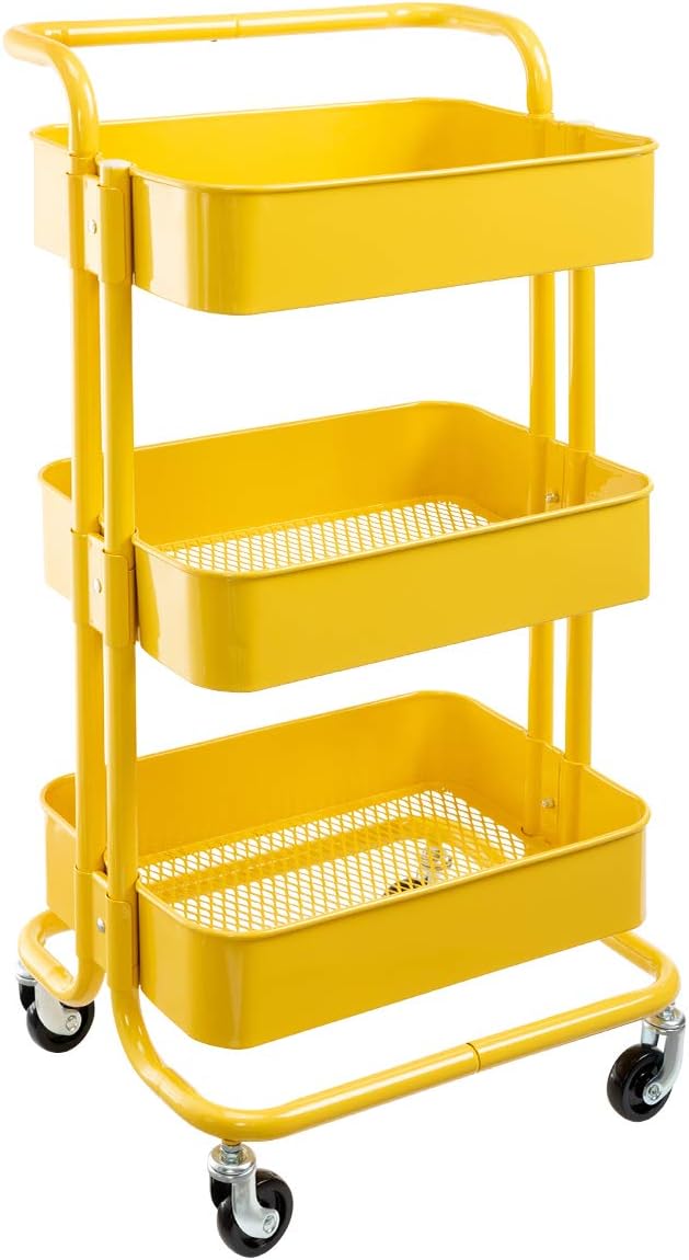 3 Tier Metal Rolling Cart with Handles M362
