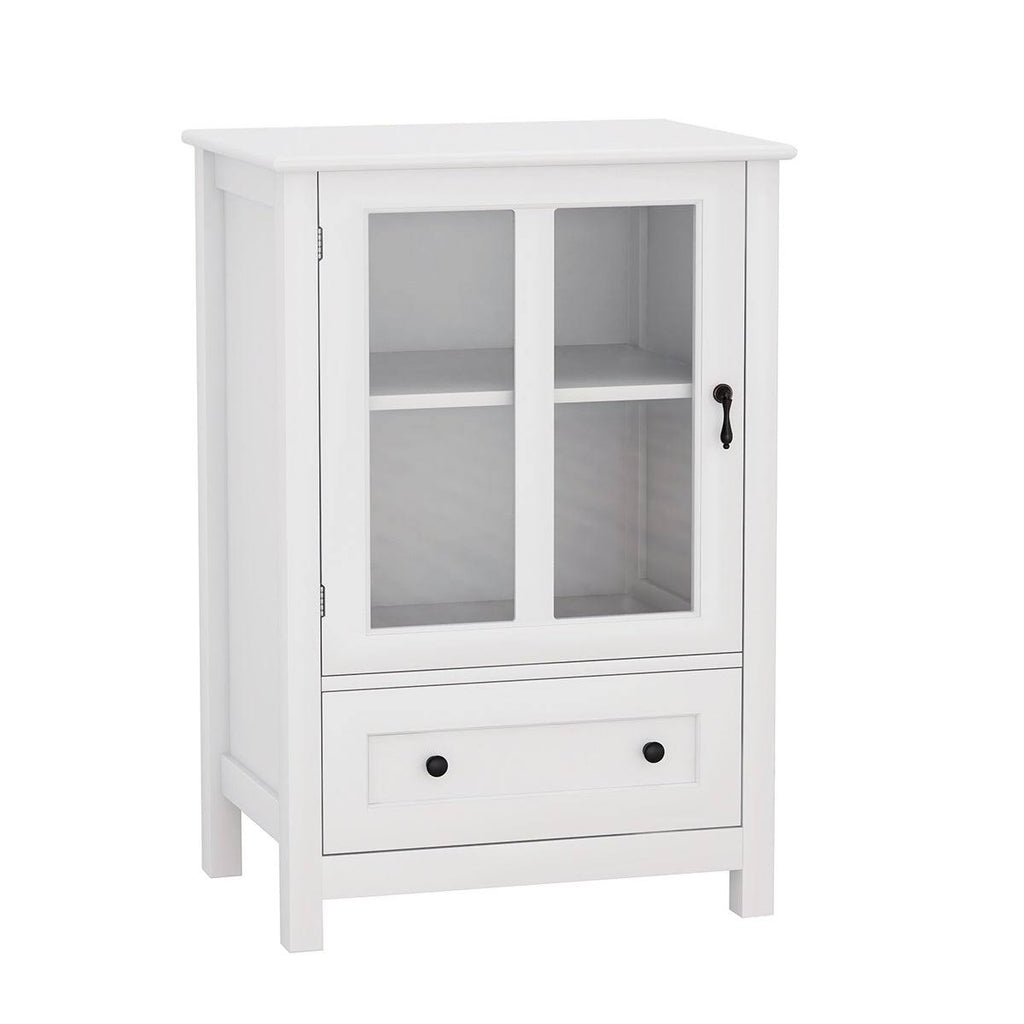 White Buffet Storage Cabinet with Glass Doors B1917