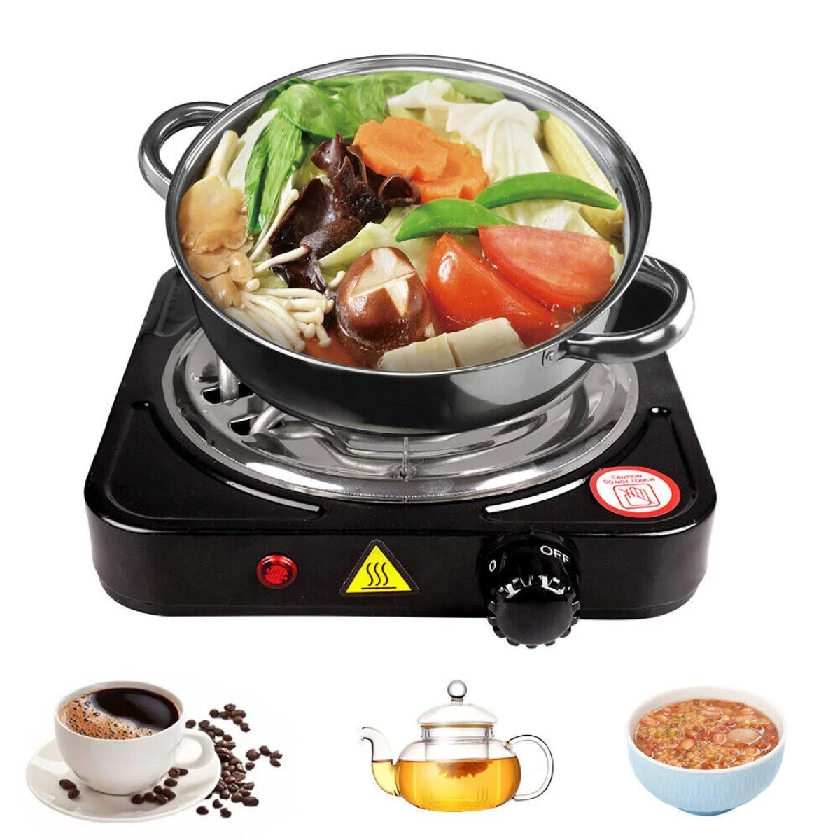 Electric Stove Dual Burner Portable Compact Hot Plate T300877
