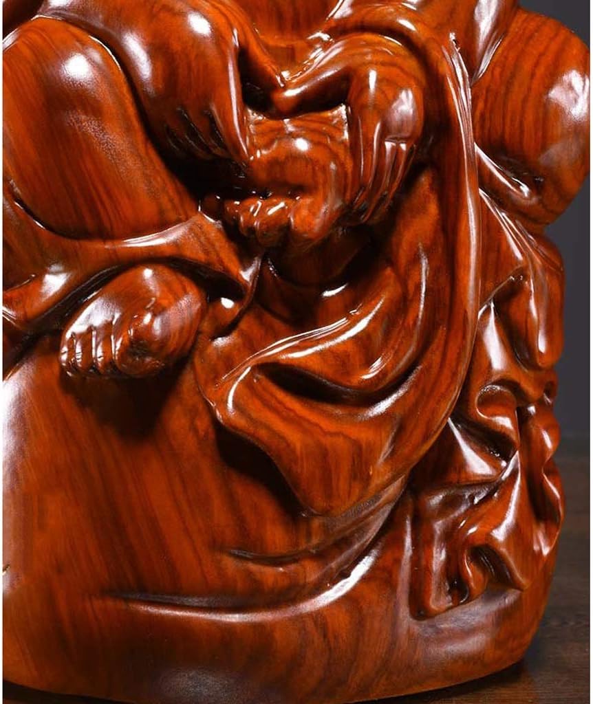 7.88 Inches Huanghuali Wood Carving Maitreya Buddha Statue F56471