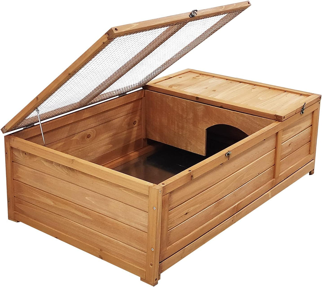 Wooden Tortoise House Large Tortoise Habitat Enclosure Cage with Removable Bottom X371439
