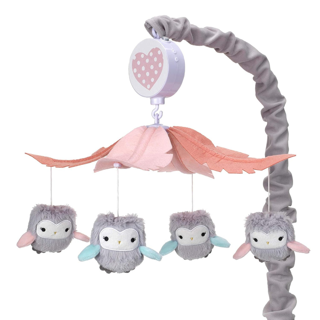 Gray/Pink Musical Baby Crib Mobile Soother Toy O38073