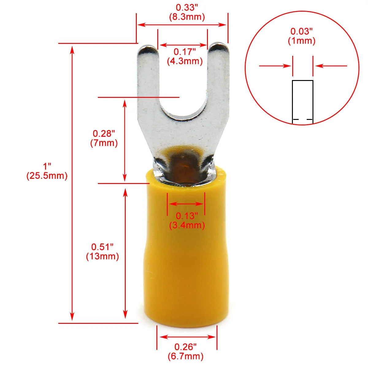 Insulated Fork Spade Wire Connector Electrical Crimp Terminal SV5.5-4 12-10 AWG Pack of 100 Z6988