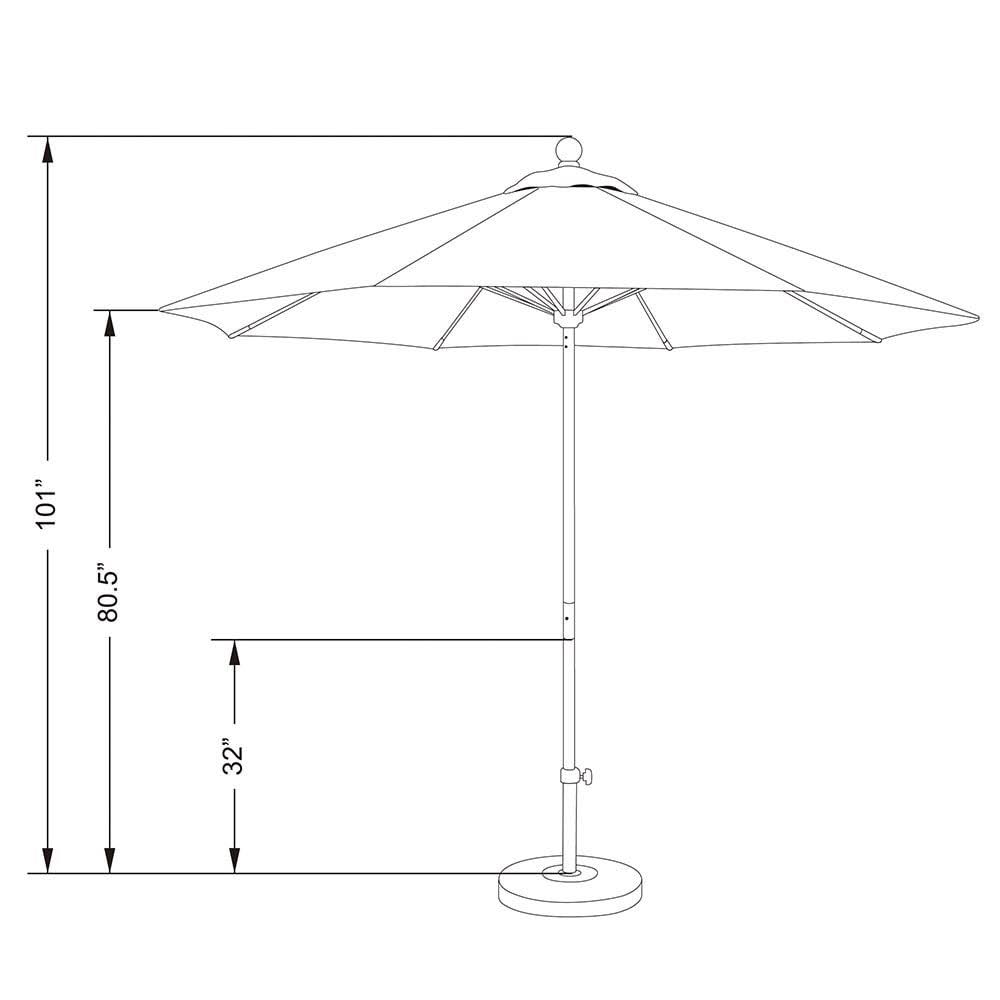 9 Ft Fiberglass Market Umbrella Pulley Open Bronze J347247