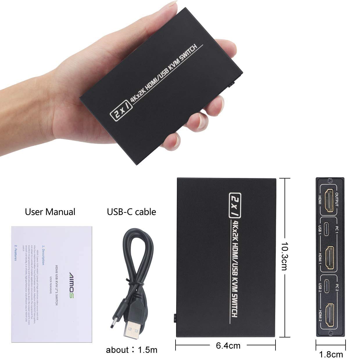 2 Port HDMI KVM Switch Box 4K V9061