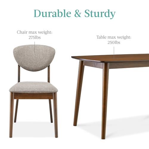 5-Piece Dining Set with 4 Chairs, Padded Seats & Backrests, Wooden Frame - Charcoal/Walnut P8100