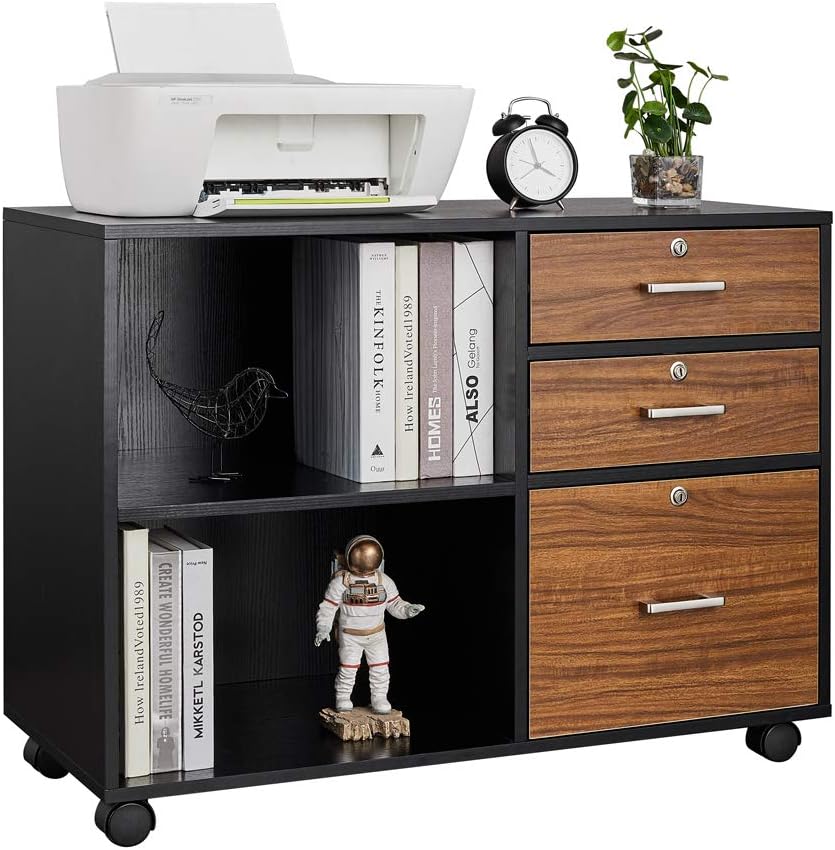 Wood 3 Drawer File Cabinet with Lock G629