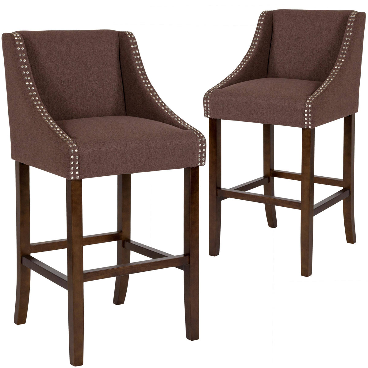 2 Pk. Walnut Barstool with Black Leather A625
