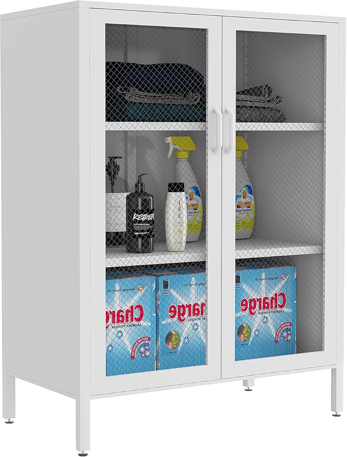 Black Metal Storage Cabinet with 2 Adjustable Shelves and Lock N765316