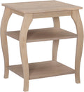 Natural Wooden Side Table with Curved Legs and Two Display Shelves H8309