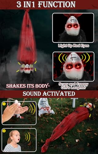 2.6 Ft Zombie Animatronics with Glowing Eye O342179