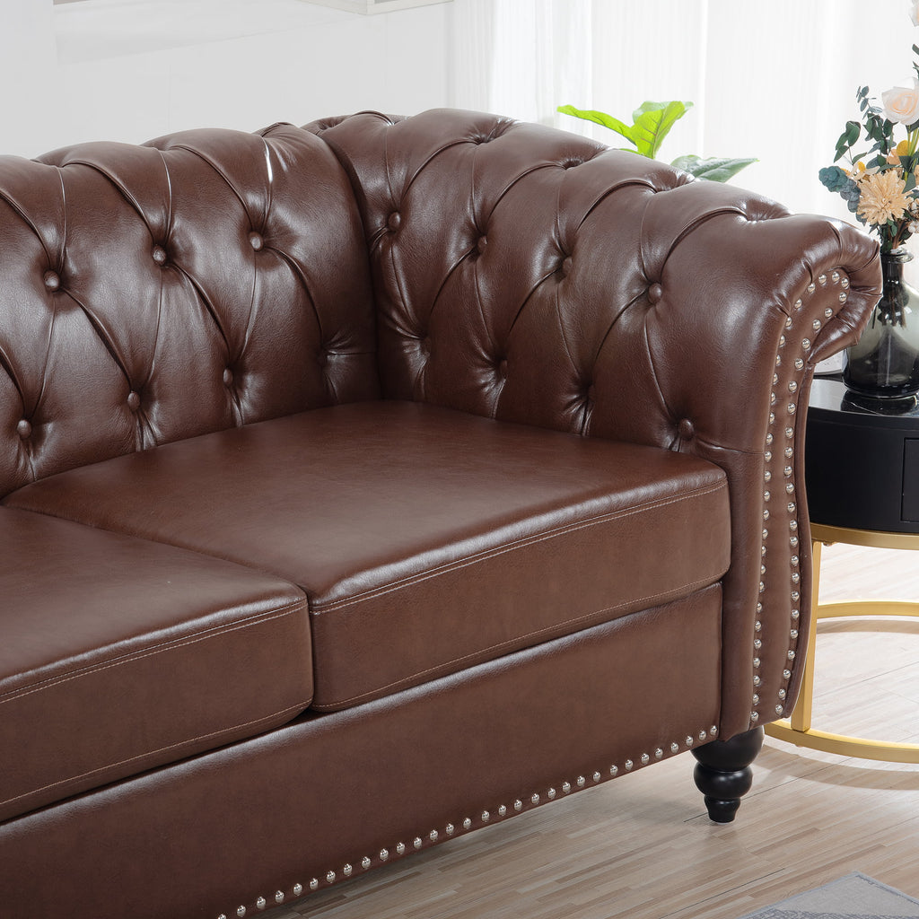 Dark Brown Leather 3-Seater Sofa R98324