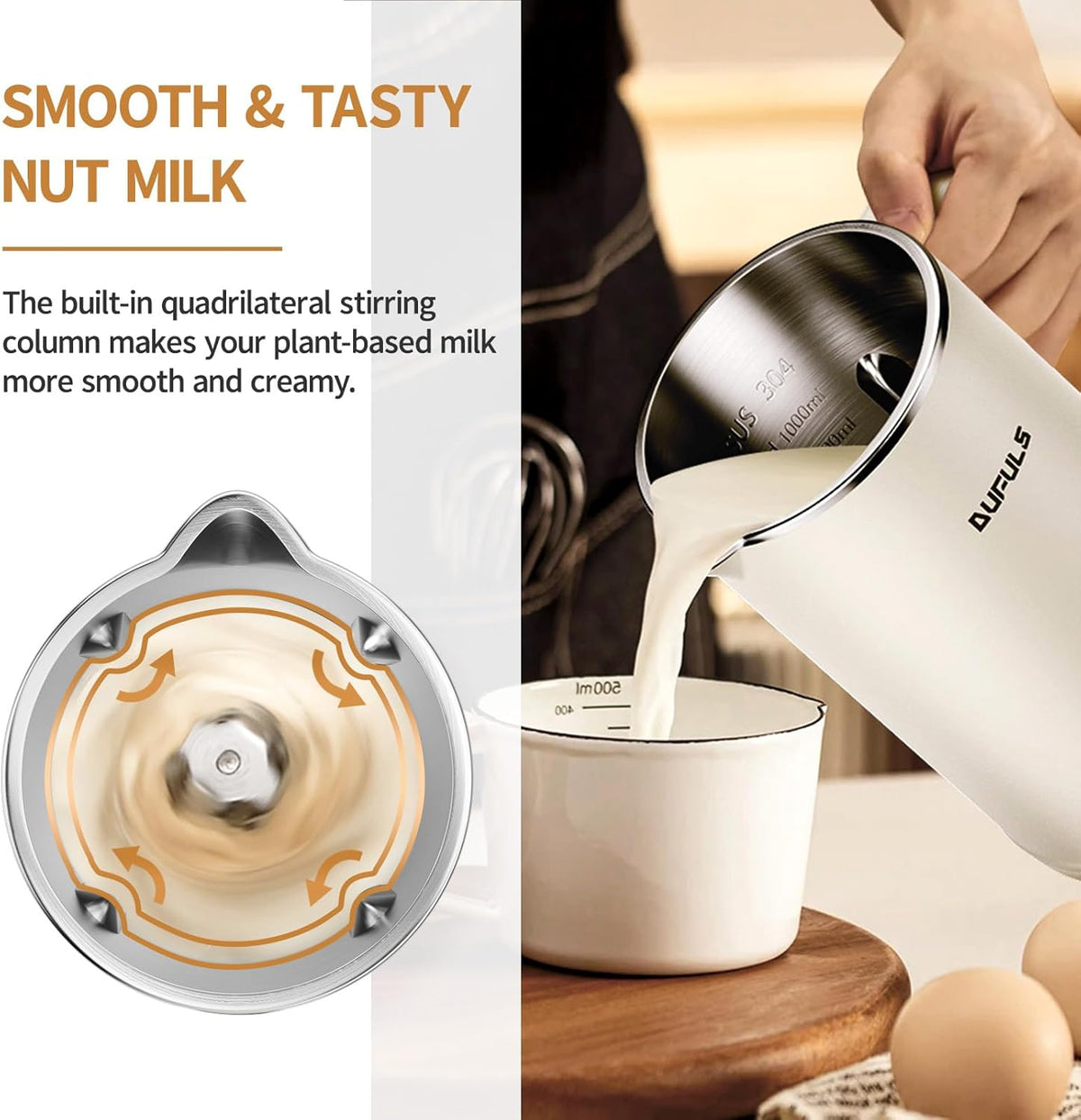 8 in 1 Nut Milk Maker, 40.58oz Soy Milk Maker with 10 Blades K761